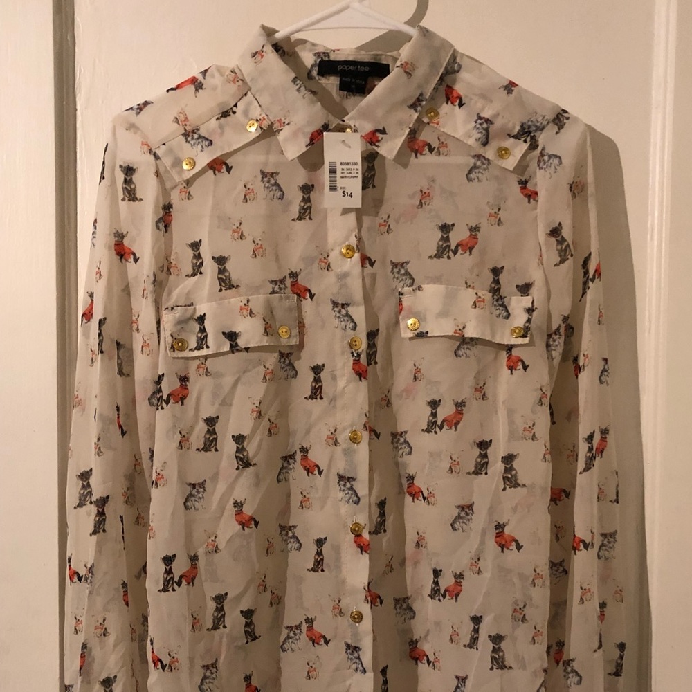 Pocket Front Button Down Blouse